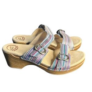 Dansko Sophie sandals in a multi-color striped leather 39